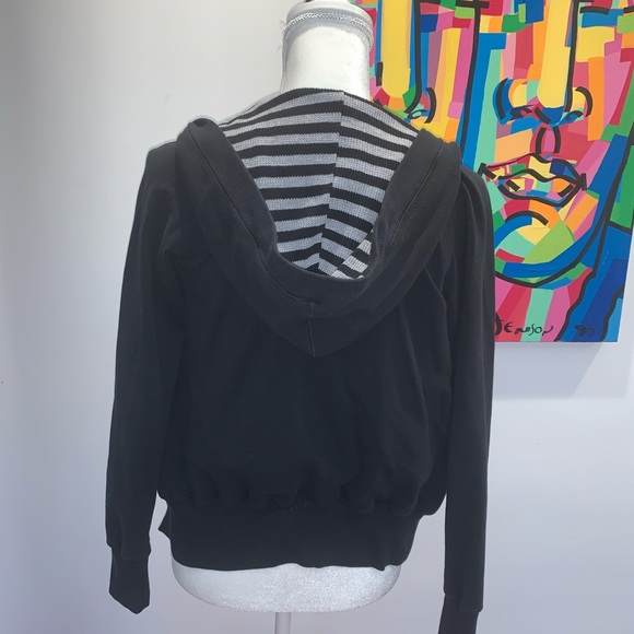 Splendid Tops - SPLENDID HOODIE BLACK WITH GRAY & BLACK STRIPES